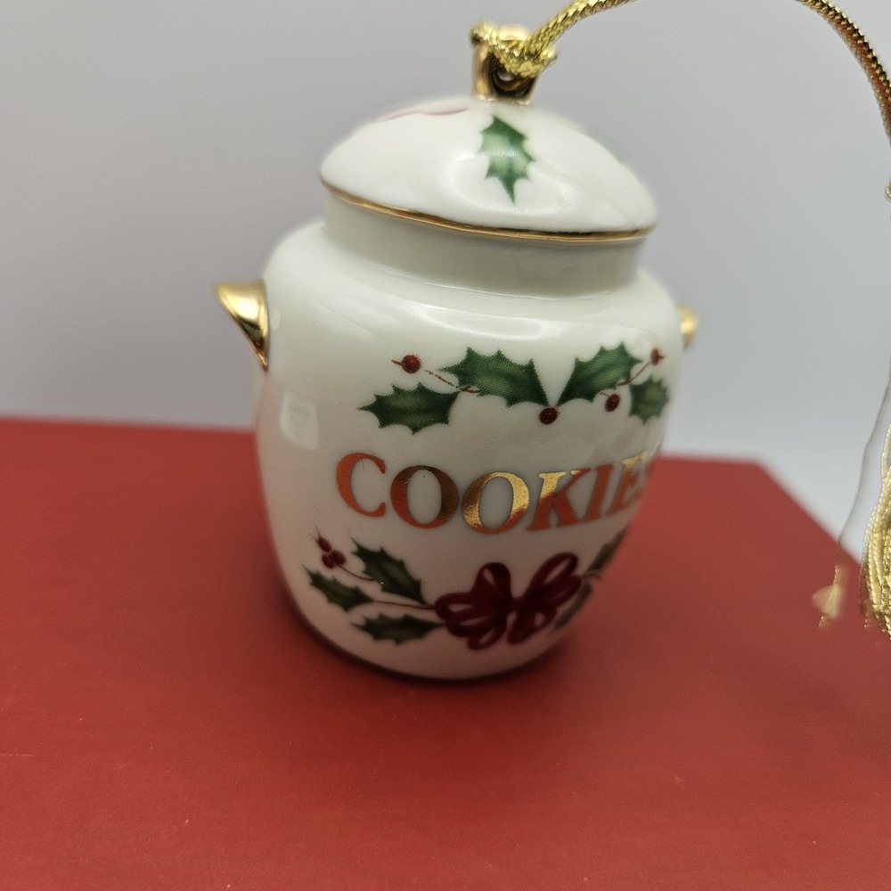 Lenox Porcelain Hanging Jar Ornament, White/Gold Holly Christmas #6119077 - Picture 11 of 13